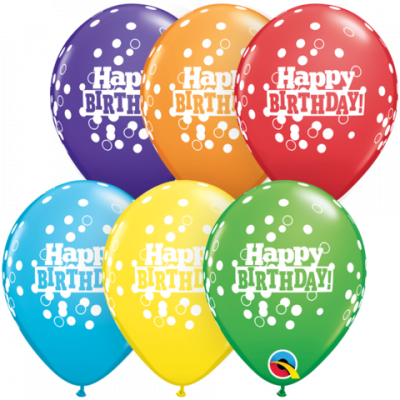 5 x Happy Birthday Confetti Latex Balloons