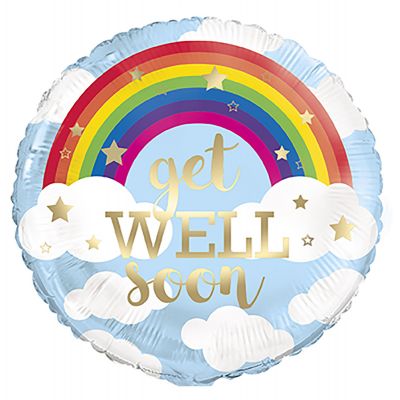 Get Well Soon Rainbow Metallic 45cm Foil Balloon