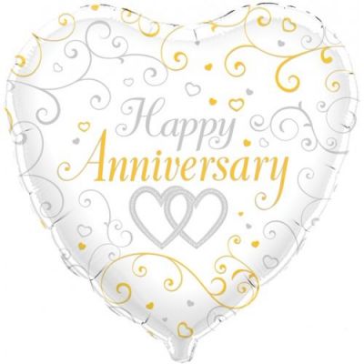 Happy Anniversary Silver Entwined Hearts