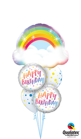 Happy Birthday Rainbow Spots Balloon Bouquet