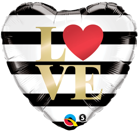 LOVE striped Heart Foil Balloon