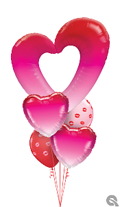 Ombre Heart with Kisses Balloon Bouquet