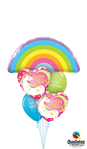 Pastel Rainbow Unicorn Happy Birthday Balloon Bouquet