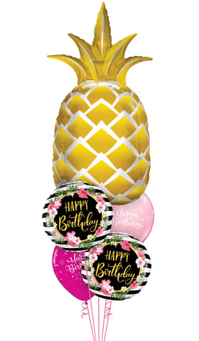 Pineapple Pinks Birthday Balloon arrangement