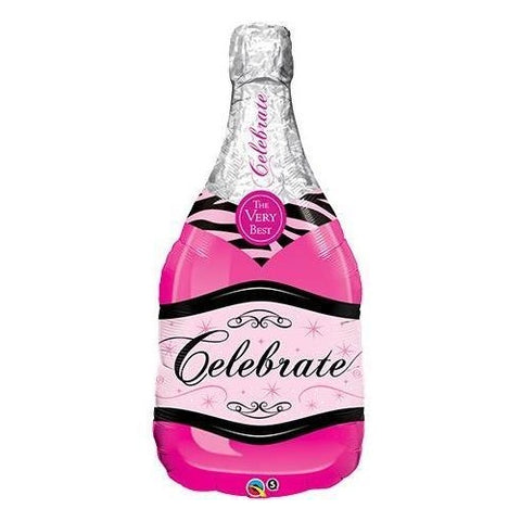 Pink Celebrate Champagne Bottle Shape Foil Balloon