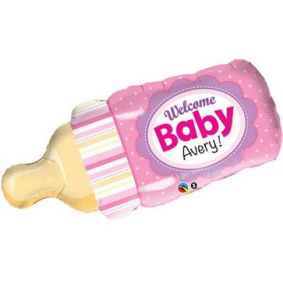 Welcome Baby Pink Bottle Balloon Shape